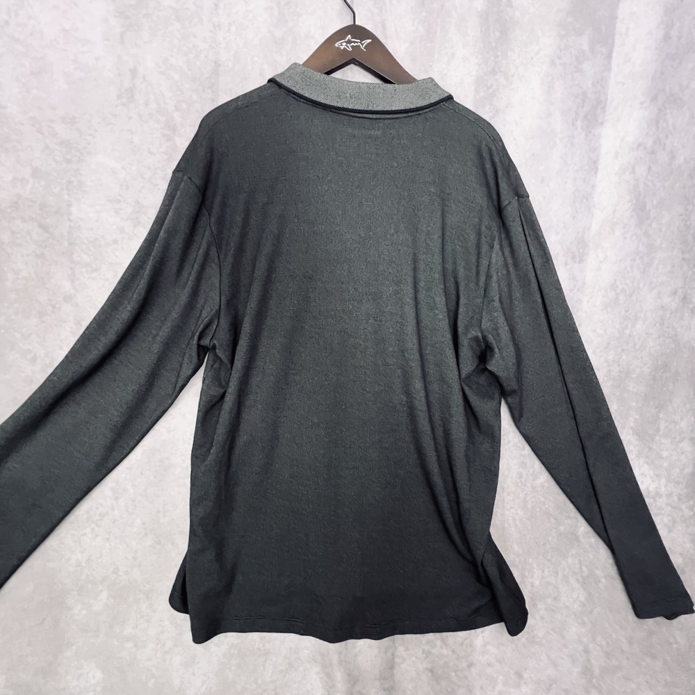 Van Heusen Studio Men's XL Slim Fit Long Sleeve Polo Shirt Gray Cotton/Poly - Picture 7 of 9